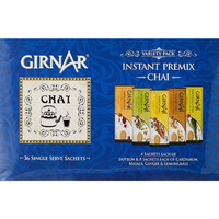 Girnar Instant Tea Premix Variety Cardamom Masala Ginger Lemon Pack 36 Sachets