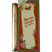 Mysore Sandal Incense - Six 20 Stick Tubes, 120 Sticks Total - From India