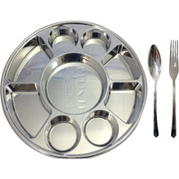 9 Compartment Disposable Silver Plates - Indian Thali Plastic Tray