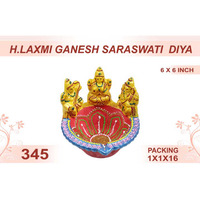 H.Laxmi Ganesh Saraswati Diya 1pc 6x6inch #345