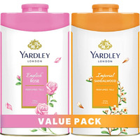 Yardley London Floral Talcum Powder, long lasting fragrance, sweat free, all day pleasant smell, 250gm x2 (English Rose, Imperial Sandalwood)