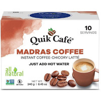 Quik Caf Madras Coffee - Single Box 10 Count - All Natural & Preservative Free Instant Coffee