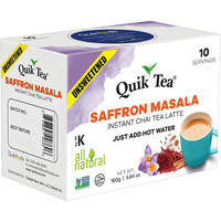 QuikTea Saffron Masala Chai Tea Latte - 10 Count Single Box - Non GMO All Natural Wellness Comfort Tea (Unsweetened)