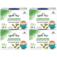 QuikTea Cardamom Chai Tea Latte - 40 Count (4 Boxes of 10 Each) - All Natural Preservative Free Authentic Instant Chai from Assam