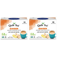 QuikTea Ginger Chai Tea Latte - 20 Count (2 Boxes of 10 Each) - Packaging May Vary - All Natural Preservative Free Authentic Chai from Assam & Darjeeling