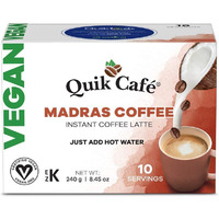 Quik Cafe Vegan Instant Coffee Latte - 10 Count Single Box - Convenient, Easy Dairy Free Alternative - All Natural Non GMO