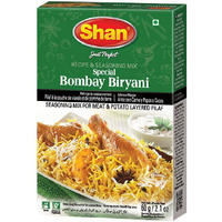 Shan Bombay Biryani Recipe and Seasoning Mix 2.11 oz (60g) - Spice Powder for Meat and Potato Layered Pilaf - Suitable for Vegetarians - Airtight Bag in a Box