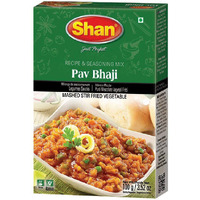 Shan Pav Bhaji Recipe and Seasoning Mix 3.25 oz (100g) - Spice Powder for Mashed Stir Fried Vegetable  (3.25 Ounce (Pack of 3))