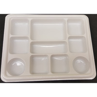 White 10 Compartment Disposable Plastic Plates - 100 Pc