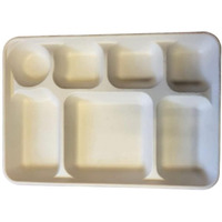 Biodegradable 7-Compartment Plates. Bulk 200 Pk. Compartment Thali Plates Trays - 200 Pack For Indian Puja, Partys