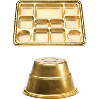 11 Compartment Disposable Gold Plates - Indian Thali Plastic Tray.