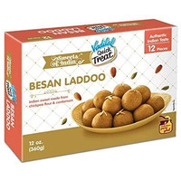 Vadilal Besan Laddoo 360 Grams (12pcs) Authentic Indian Sweets Made With Chickpea Flour & Cardamom.