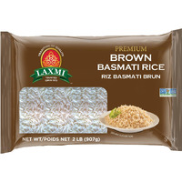 Laxmi Brand, Brown Basmati Rice, Vegetarian, Whole Grain, Light, Nutty Flavor, Made Pure, Made Fresh, Product of India (2lb)