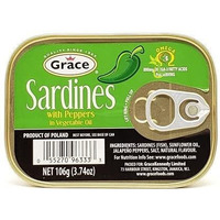 SARDINES WITH PEPPERS IN VEGETABLE OIL (4PK)