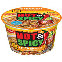 Nissin Bowl Noodles HOT & Spicy CHICKEN Flavor Microwavable Noodles & Soup with Zero Trans FAT for Best in Ramen Instant Noddle Soup 6 Bowls