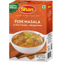 Shan Fish Masala Recipe & Seasoning Mix 165g (5.78oz) Pack of 1 - Spices Blend for South Indian Curry - Suitable for Vegetarians - Airtight Bag in a Box