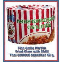 2x Smiling Fish Pla Yim Fried Baby Clam with Chilli Thai Seafood 40 G. From Thailand