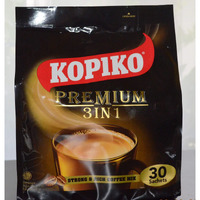 Kopiko Instant Premium 3 in 1 Coffee ith Non Dairy Creamer and Sugar 30 Count Per Bag