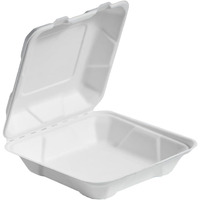 Mahavir 200 Pack 6 x6 x3  Clamshell 1 Compartment 100% Compostable Ecofriendly PFAS Free