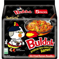 Samyang Buldak Spicy Ramen, Hot Chicken Ramen, Korean Stir-Fried Instant Noodle, Original, 1 Bag with 5 Pack