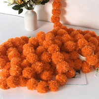 5Pcs Marigold Garland for Decoration, 5 Feet Artificial Marigold Flowers Diwali Decorations for Home, Orange Artificial Marigold Heads for Diwali Party,Indian Weddings, Halloween,Wreath