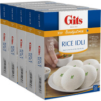 Gits Rice Idli (Super healthy light Rice cakes) 17.5 Oz X 5 Packs | Indian Vegetarian Breakfast - Ready in 20 mins