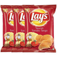 Lay's Spanish Potato Chips, Tomato Tango Flavour Crunchy Indian Chips for Snacks, 50g, Pack of 3