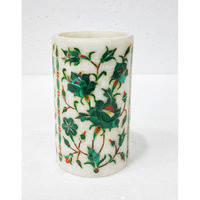 Decorative White Marble Inlay Candle Pot