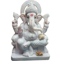 Ganesha Statue White Marble, Ganesha Moorti For Mandir, Fine Marble Ganesha Idol, Marble Ganesha