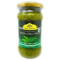 Asian Kitchen Green Chilli Cooking Paste 10.58oz (300g) ~ Vegan | Glass Jar | Gluten Friendly | NON-GMO | No Colors | Indian Origin