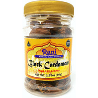 Rani Black Cardamom Pods (Kali Elachi) Whole Indian Spice 1.75oz (50g) Pet Jar ~ Natural | Vegan | Gluten Free Ingredients | NON-GMO | Indian Origin ~ Smokey | Tsaoko | Cao Guo | Bach Dan Khau | Badi
