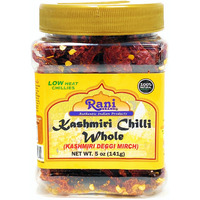 Rani Kashmiri Chilli (Deggi Mirch, Low Heat) Whole Indian Spice 5oz (141g) PET Jar ~ All Natural, Salt-Free | Vegan | No Colors | Gluten Friendly | NON-GMO | Indian Origin