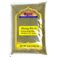 Rani Moong Whole (Ideal for cooking & sprouting, Whole Mung Beans with skin) Lentils Indian 8lbs (128oz) Bulk ~ All Natural | NON-GMO | Vegan | Indian Origin