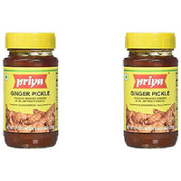 Pack of 2 - Priya Ginger Pickle Without Garlic - 300 Gm (10.6 Oz)