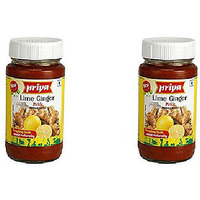 Pack of 2 - Priya Lime Ginger Pickle Without Garlic - 300 Gm (10.58 Oz)