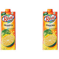 Pack of 2 - Dabur Real Mosambi Sweet-Lime Fruit Nectar Juice - 1 L (33.8 Fl Oz) [Fs]
