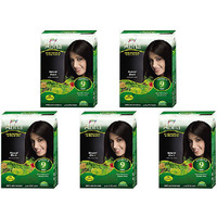 Pack of 5 - Godrej Abha Henna Natural Black 9 Herbs 6 Sachets - 10 Gm (1 Oz)