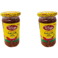 Pack of 2 - Telugu Red Chilli Without Garlic Pickle - 300 Gm (10 Oz)