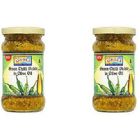 Pack of 2 - Ashoka Green Chilli Pickle In Olive Oil - 300 Gm (10 Oz)