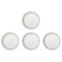 Pack of 4 - Corelle Country Cottage White And Green Round Dinner Plate - 10.25 In