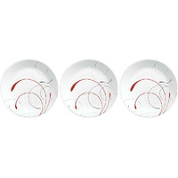 Pack of 3 - Corelle Splendor White And Red Round Dinner Plate - 10.25 In