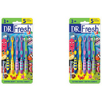Pack of 2 - Dr. Fresh Kids Extra Soft Toothbrushes - 5 Ct