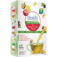 Fruit Black Tea Premix Variety Pack -  Lemon, Peach & Passion Fruit - Low Glycemic Index - 24 ct