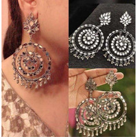 Oxidised Mirror Earrings,  Indian Ethnic Long Earirngs, Indian Silver Earrings, Oxidized Earrings, Earrings , Jhumki Earrings, Gifts For Her