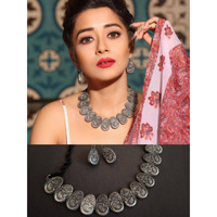 Silver black antique polish chic style jewellery set,Indian oxidized jewellery, ethnic wear with Saree, gifts for her, choker set, birthday