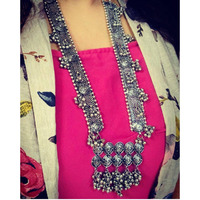 Afghani jewelry, long silver boho necklace, Indian jewellery, boho jewellery, tribal necklace, handmade, ethnic jewelry, giftsforher