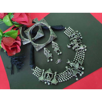 Indian oxidized Jewelry set of 4, German silver black, baraat design, temple kemp jewelry, wedding jewelry, SLA silver look alike, tribal