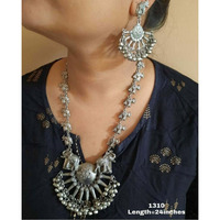 Elephant ghungroo necklace earring set, indian oxidized jewellery set, silver look jewellery, tribal boho jewellery, gifts for her, jewelery