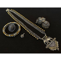 Dual Tone Indian Oxidized Set of 5, Boho Tribal Exclusive Handmade Oxidized Dual Tone Set With Jhumki | Kemp Jewelry