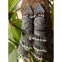 If carefree and confident is the mantra of your life, then boho is the umbrella term for all your fashion choices. Bohemian jewelry with a tribal-inspired look is basically the definition and chic, trendy and elegant, all wrapped in one. This pair of beautiful oxidized kadas is a stunning example of modern German silver jewelry. The bangles come with a bunch of tiny little ghungroos that add an extra dimension to your look. Store away from moisture in a cool, dry place. Check out Vastrabhushan f